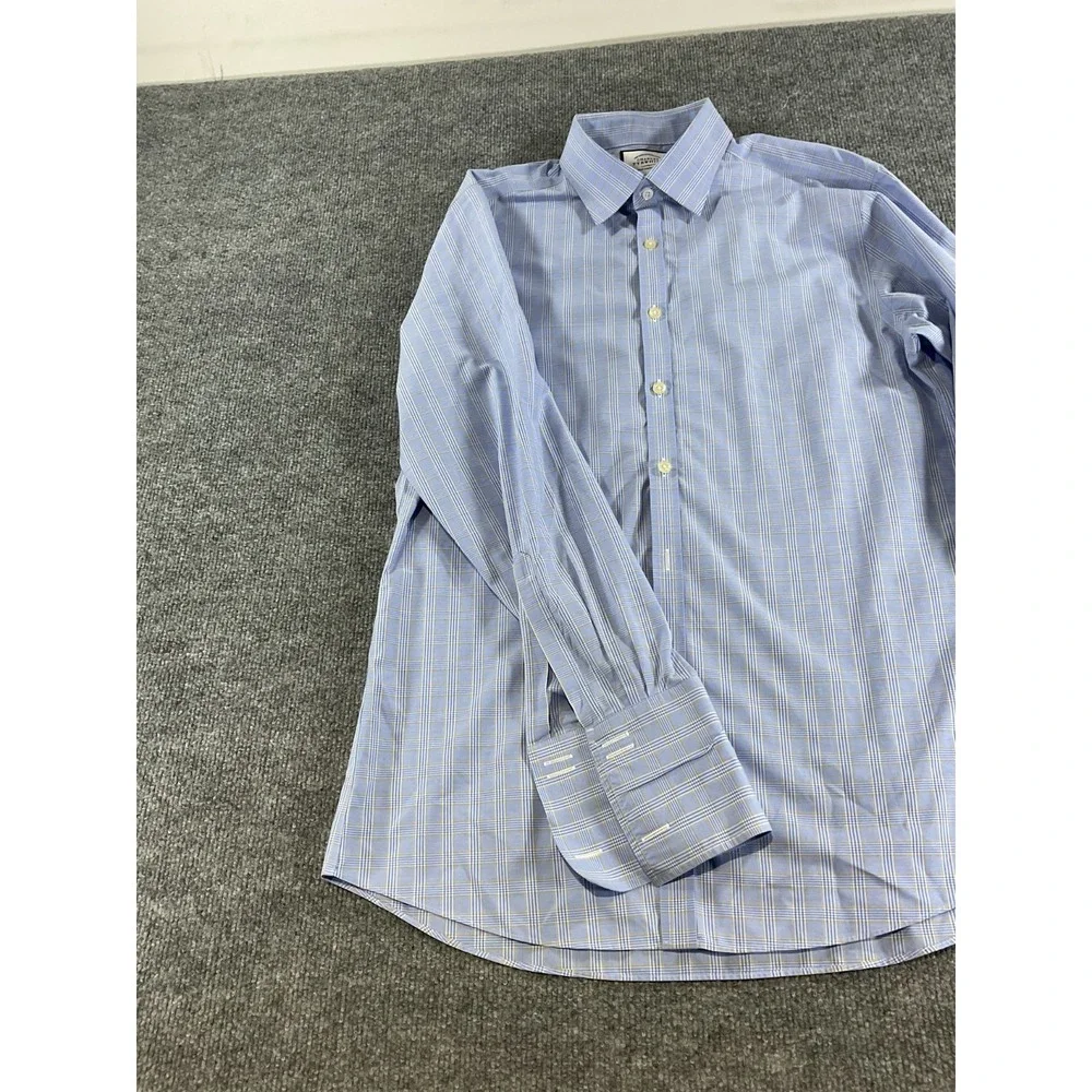 Charles Tyrwhitt Extra Slim Fit Dress Shirt 16/33 Blue Plaid Check Button Front